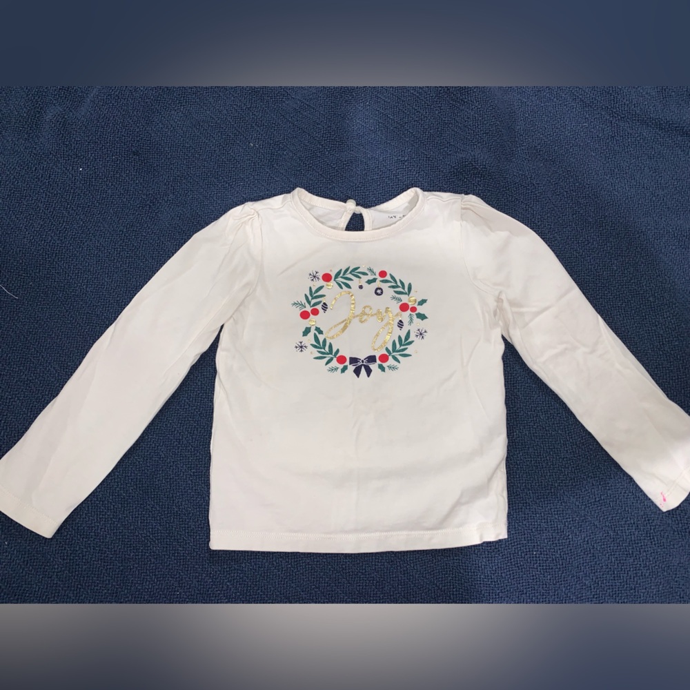 Janie and Jack Gold Accent White Long Sleeve Tee